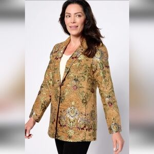 Susan Graver Gold Floral Tapestry Blazer
